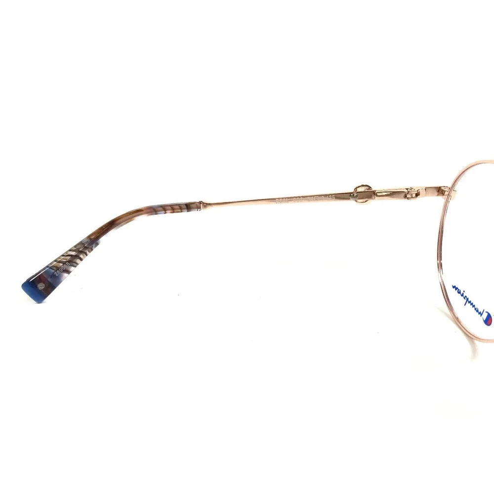 Champion Eyeglasses Frames REAL C02 Blue Rose Gold Round Wire Rim 54-18-135